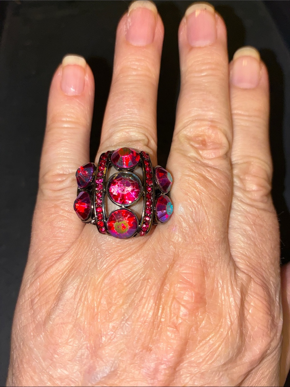 Red Crystal Cocktail Stretch Ring Designed To Make a Statement
